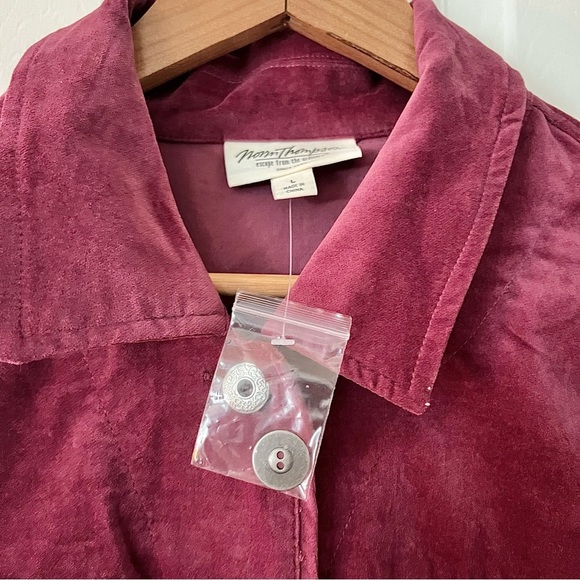 Vintage Norm Thompson Velour Button Up Jacket Purple Women’s Large NWOT Pockets - Picture 5 of 12